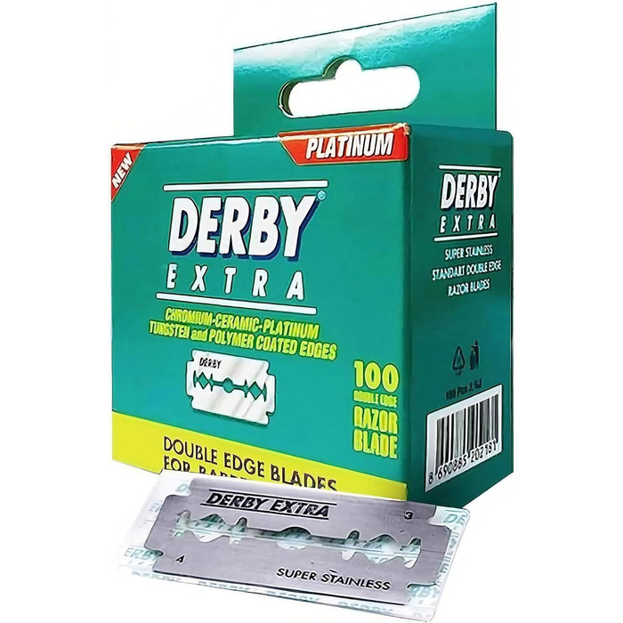 Леза безпечної бритви Derby Extra Double Edge, упаковка із 100 лез