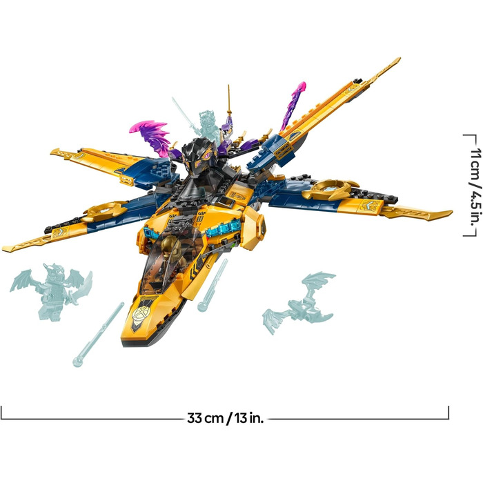 Суперштормовий літальний апарат Ра та Арін - Іграшка з дроном, шутерами, лезами та двигунами - Включає 3 мініфігурки для рольової гри ніндзя - Конструктор для хлопчиків та дівчаток віком від 8 років 71833