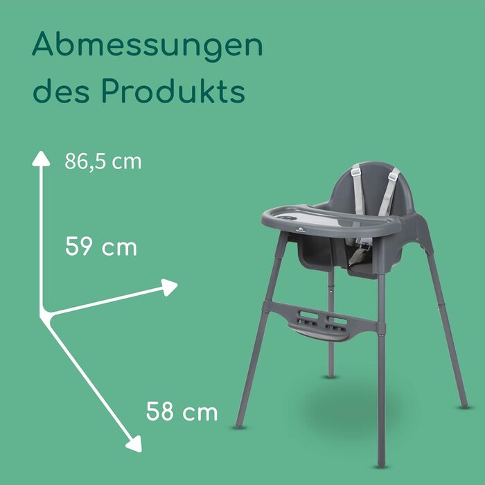 Регульований стільчик для годування 2-в-1, перетворюється на дитяче крісло, 6 місяців - 3 роки (макс. 15 кг), легкий (3,3 кг), дит