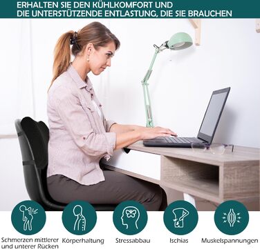 Спинна подушка Ергономічна поперекова опора з піни з ефектом пам&39яті Для здорового сидіння вдома та в офісі, чорна