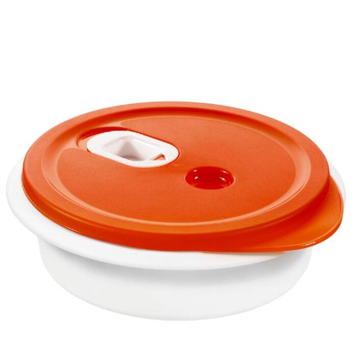 Контейнер для мікрохвильової печі Rotho Micro Clever 1л з кришкою та вентиляційним отвором, пластик (PP) без BPA, червоний/білий, 1л (20.0 x 20.0 x 6.5 см) Білий/Папая 20 x 20 x 6.5 см