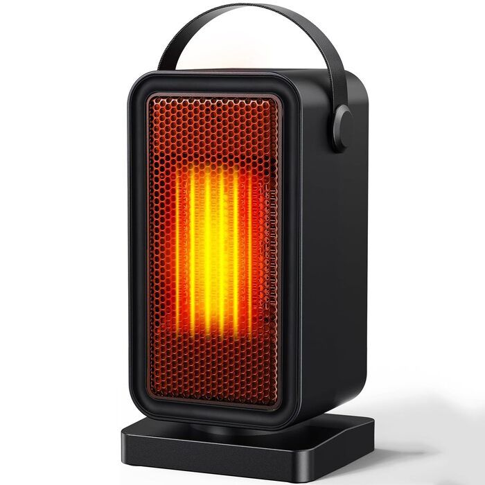 Енергозберігаючий електричний вентилятор-обігрівач, 600 Вт, керамічний нагрівач PTC із захистом від перегріву та перекидання, 2 налаштування термостата, 12-годинний таймер, для офісу, дому, гуртожитку, ванної кімнати