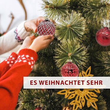 Червоні скляні ялинкові прикраси набір з 12 шт TOBJA