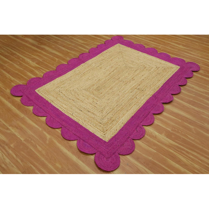 Великий килим кілім 30,5 х 38,1 см, хвилястий килим, бежево-рожевий, тканий джутовий килим, для приміщень і вулиць, плоске плетінн