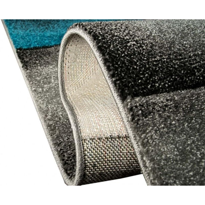 Сучасний килим з коротким ворсом для вітальні килим контурного крою абстрактний сірий чорний білий бірюзовий розмір 160x230 см 160