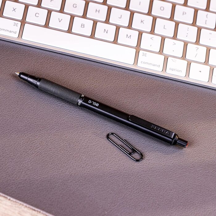 Гелева ручка Zebra Pen G-750, висувна, чорний латунний корпус, середній наконечник, 0,7 мм, чорне чорнило, (49811)