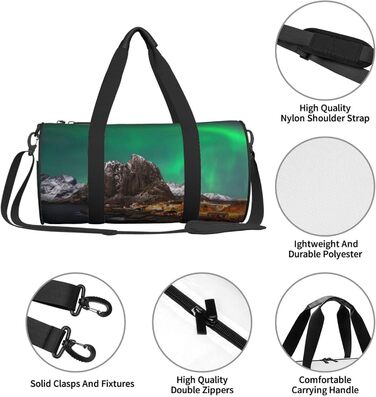 Спортивна сумка, дорожня сумка, з ефектним принтом Аврора, сумка для подорожей та на ніч, чорна, універсальний розмір