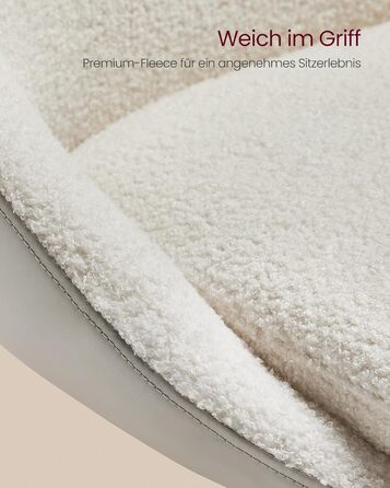 Регульований стілець VASAGLE, крісло для туалетного столика, офісне крісло, обертовий барний стілець зі спинкою та основою, сталь, для стійки, офісу, туалетного столика, їдальні, кремово-білий LJB100W01 кремово-білий фліс