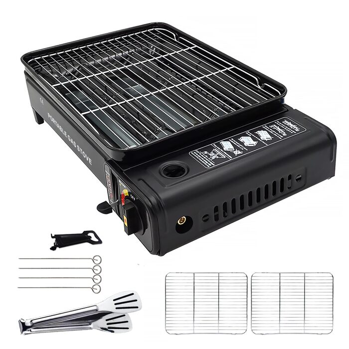 Набір для кемпінгу з грилем - Портативний гриль з грилем, сковородою-гриль, кріпленням для сковороди-гриль - Портативна кемпінгова сковорода