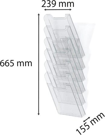 Настінний тримач для брошури Exacompta 64758D 6 відділень (DIN A4 High) ука, кришталево чистий DIN A4 High 6 відділень кришталевий