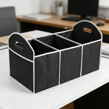 Органайзер для багажника автомобіля, трисекційний, складаний, преміум-матеріал, для позашляховиків, седанів, легкових та вантажних автомобілів, чорний