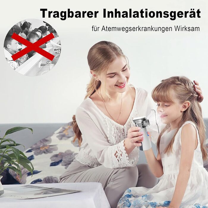 Інгаляційний пристрій для дітей Інгаляційні пристрої для дорослих Набір дитячих інгаляторів-небулайзерів з маскою для обличчя та мундштуком, функція автоматичного очищення, ефективний при респіраторних захворюваннях