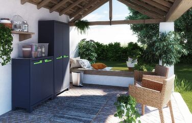 Висока пластикова шафа Keter Moby, антрацит/зелений/сірий, 80 x 44 x 182 см, включаючи 4 полиці з регульованою висотою вантажопідйомністю 30 кг кожна, підходить для використання всередині та зовні приміщень, стійка до ультрафіолетового випромінювання та в