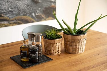 Декоративний набір з 3 круглих плетених квіткових горщиків з морської трави з пластиковими вставками для посадки - горщики для рослин - 16 см 20 см 26 см