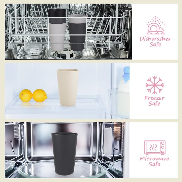 Чашки для пиття, Набір з 8 шт. , 710 мл, Багаторазові пластикові чашки для кави, Кружка для кемпінгу, вечірок, пікніків, Чашки для пиття для дорослих, Можна мити в посудомийній машині та використовувати в мікрохвильовій печі, Темні