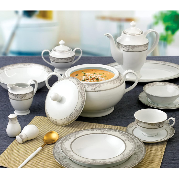 Супниця Lorenzo Import S-22 Juliette, порцеляна, срібло