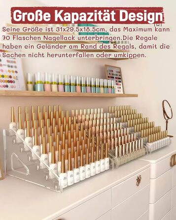Органайзер для лаків для нігтів з 2 акрилових щіток із 7 рівнями, зберігання лаків для нігтів на 168 флаконів, прозора підставка для макіяжу, полиця для зберігання помади/ефірних олій та засобів для укладання