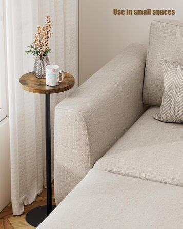 Журнальний столик, високий, круглий столик для напоїв, маленький стоячий столик, вітальня, коричневий 1 коричневий, 01BB065EU