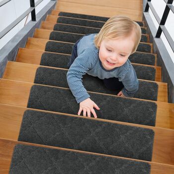 Килимків для сходів, 55 см x 19 см, протиковзкі килимки для сходів, самоклеючий килимок для дерев&39яних сходів, килимок для сходів для дітей, людей похилого віку та собак (темно-сірий), 15
