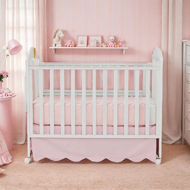 Бавовняна спідниця для ліжечка Brandream з гребінчастим краєм, для хлопчика та дівчинки, гендерно нейтральна спідниця для ліжечка, спідниця для малюків у фермерському стилі, шикарна, бохо, однотонне рожеве