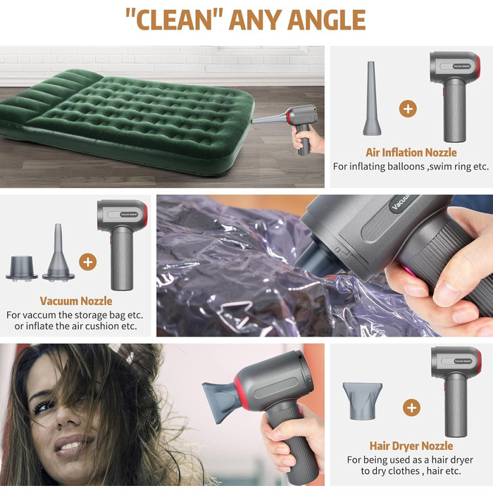 Ручний пилосос, 9000 PA Ручний пилосос акумуляторний, міні/портативний/перезаряджається USB пилосос, для шерсті домашніх тварин, а