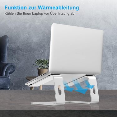 Підставка для ноутбука BoYata, ергономічна алюмінієва, портативна з вентиляцією, сумісна з MacBook, Dell, HP, Samsung, Acer та іншими ноутбуками 10-14 - срібляста