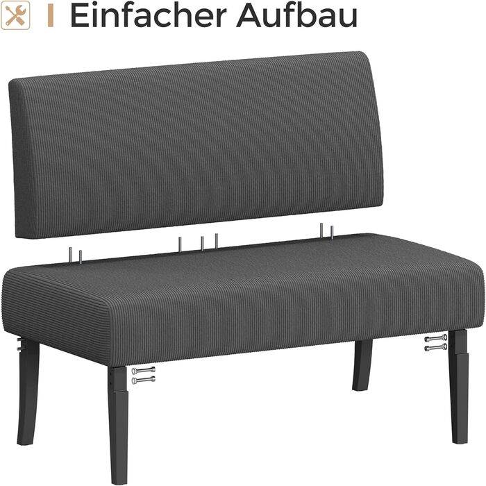 Кухонний диван Yaheetech 2-місний, лава, м&39який диван з вельветової тканини, подвійний диван без підлокітників, тканинний диван, диван-гойдалка для вітальні/передпокою/офісу, сірий