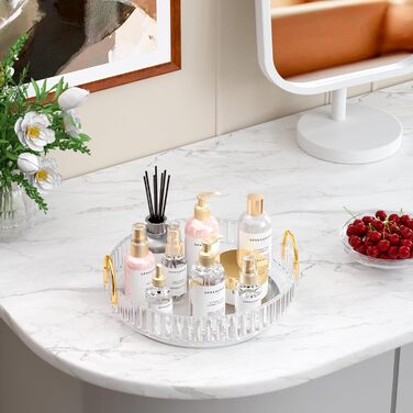 Органайзер для косметики MOACC, обертовий на 360, органайзери для макіяжу для туалетного столика, система зберігання засобів догляду за шкірою, 1 шар, прозорий