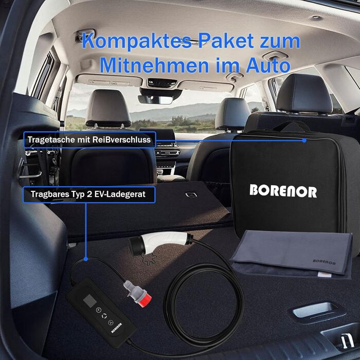 Зарядний кабель типу 2 CEE 11кВт, 7M EV зарядний кабель типу 2, регульований струм 8A/10A/13A/16A, 3-фазний портативний зарядний п