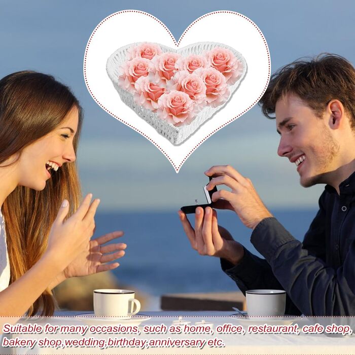 Білий кошик з ротанга у формі серця - плетений кошик ручної роботи для зберігання хліба, фруктів, овочів та прикрас - аксесуари для дому