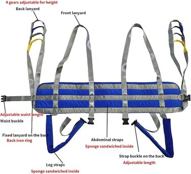 Слінг для роздвоєних ніг для людей похилого віку з обмеженими можливостями, слінг для пацієнта, ремінь для перенесення сходів, слінг для пацієнта на все тіло, медичний носій для ходьби та стояння, підйомник пацієнтів, Get Blue M