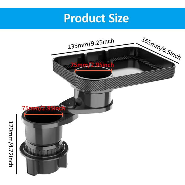 Автомобільний тримач для чашки настільний піднос 360 регульований автомобільний настільний тримач для чашки розширювач тримач для пляшок тримач для води тримач для пляшок для автомобіля чорний