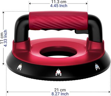 Регульовані на 360 ручки для віджимань - тренажер для верхньої частини тіла для грудей, спини, плечей, біцепсів та трицепсів, знімні силіконові ручки, нековзні гумові ніжки, червоний