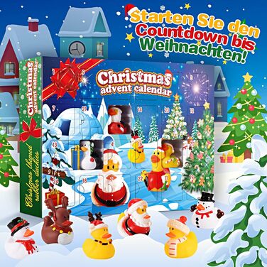 Адвент-календар groboma 2025 Гумові качечки, 24 іграшки для ванни