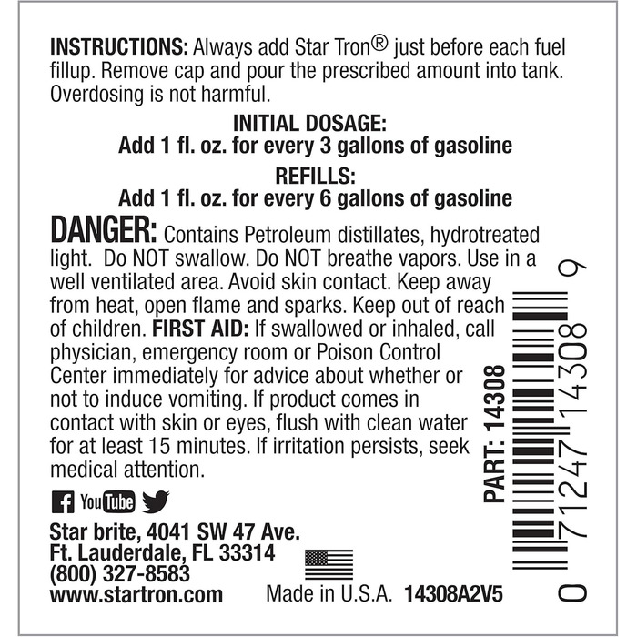 Класична газова формула 143-16 унцій Ласощі 96 л, 14316 Star Tron Enzyme Fuel Treatment -