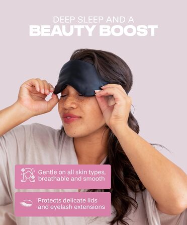Шовкова маска для сну - Маски для сну для жінок і чоловіків - Покриття для очей для сну - Пов'язка на очі, затемнення, гра - Чорна