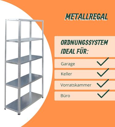 Полиця для зберігання Relaxdays, сталь, ВШХ 150x75x30 см, 200 кг, 5 полиць, для підвалу, гаража та майстерні, надміцна полиця, сріблястий колір