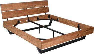 Каркас ліжка Болонья, спальне місце 180x200 см, каркас та узголів&39я з масиву акації в кольорах дерева, регульована глибина матраца, чорна металева основа 180 x 200