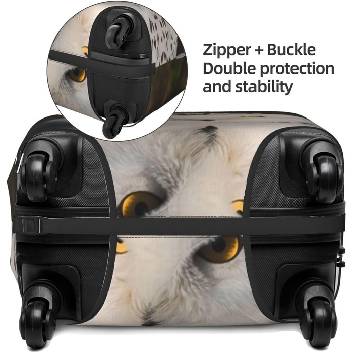 Чохол для валізи Засніжені совині очі з еластичною тканиною, захисний від подряпин та пилу, чорний, розмір 85