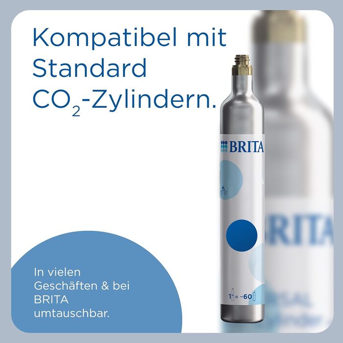 Виробник газованої води BRITA sodaONE (чорний) з циліндром CO та ПЕТ-пляшкою без BPA Перетворює питну воду на газовану газовану воду (до 60 л на циліндр) виробник газованої води для дому