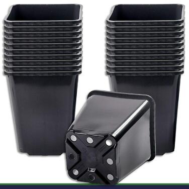 Горщики для розсади, Горщики для рослин, 5,6 л, Чорні, 23 см, Квіткові горщики, Кашпо, 20 шт.