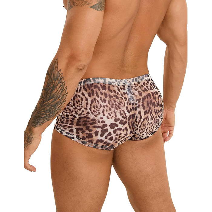 Чоловічі боксерські шорти з леопардовим принтом ohyeahlady, сексуальна спідня білизна для чоловіків, прозорі труси, еротична білизна, великі розміри, кумедні труси, спідня білизна з опуклим карманом, дихаючі труси, великі розміри XL, леопардовий принт