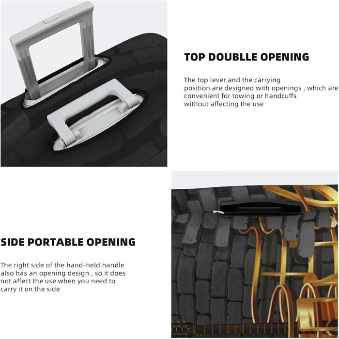 Чохол для валізи з принтом гітари TOMPPY, еластичний, що миється, захисний, антиподряпний, підходить для валіз розміром 18-32 дюйми, чорний, розмір L