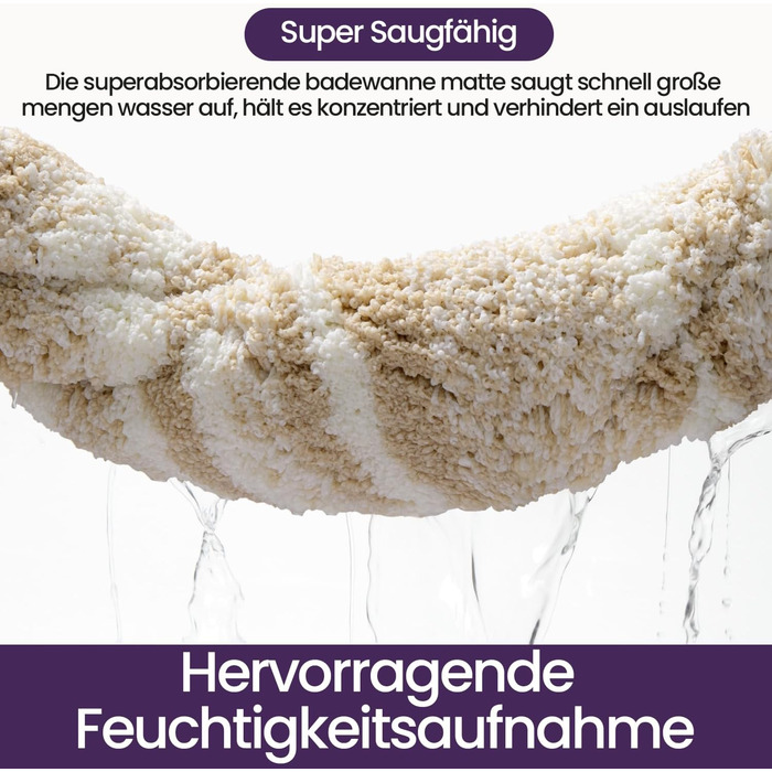 Килимок для ванної кімнати DEXI 60 x 110 см, нековзний килимок для ванної, що миється, абсорбуючий килимок для ванної з мікрофібри, м&39які килимки та килимки для ванної кімнати для душу, ванної кімнати, пральні, бежевий 60 x 110 см