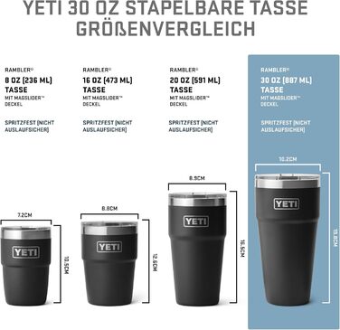 Стаканчик YETI Rambler об&39ємом 887 мл (30 унцій) зі знімною кришкою MagSlider, термокружка з нержавіючої сталі, вакуумна ізоляція рятувальний червоний