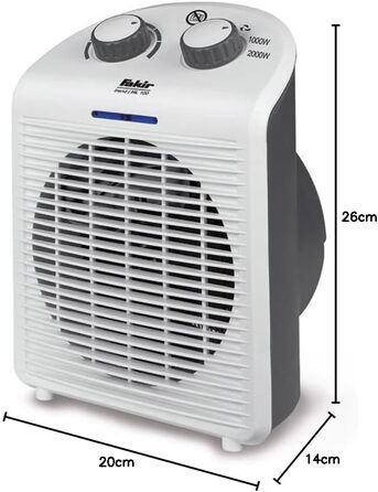 Енергозберігаючий вентилятор-обігрівач Fakir Trend HL 100 2000 Вт, міні-вентилятор-обігрівач з індикатором роботи, захистом від перегріву та запобіжником перекидання, 2 режими нагріву, регульований кімнатний термостат