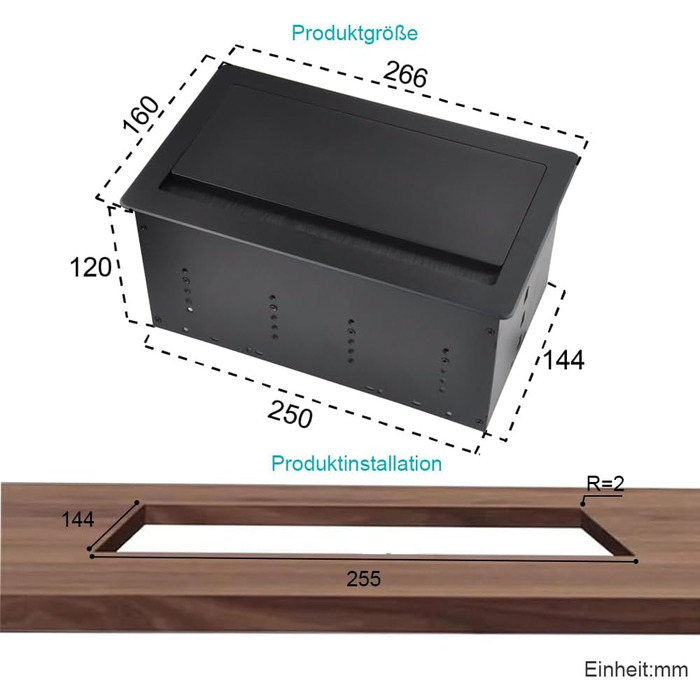 Вбудована настінна розетка для конференц-залу, столу, мультимедійна розетка, срібляста - 2 шт. Schuko - 2 шт. CAT6 - 2 шт. HDMI - USB 3.0 - стерео - USB-C для передачі даних (чорна)