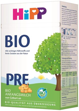 Органічне дитяче молоко HiPP PRE (4 x 600 г), з народження, містить лише лактозу як вуглевод, найкращої органічної якості Pre ORGANIC-New 600 г (4 шт. в упаковці)