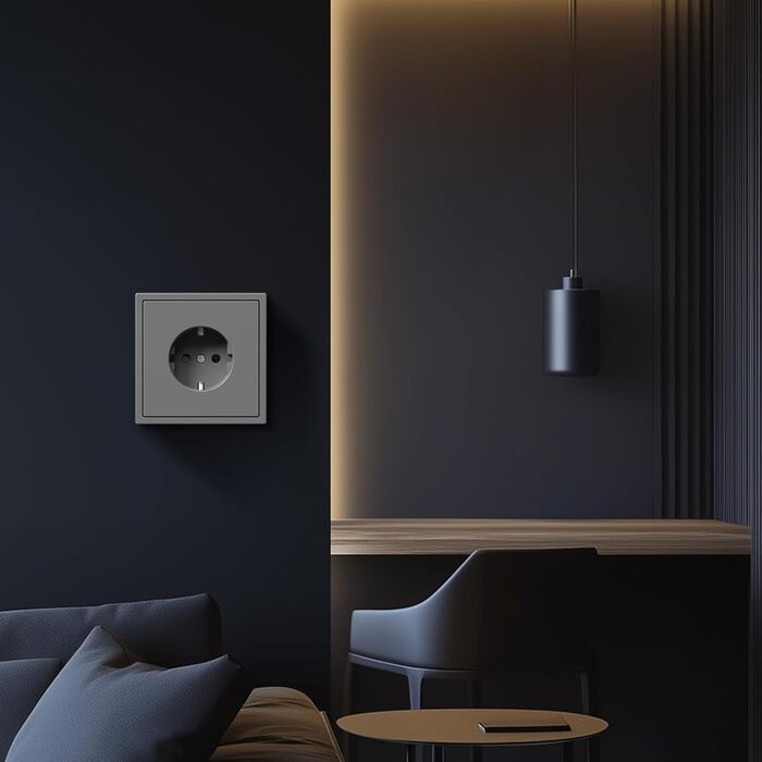 Розетка BSEED Schuko для прихованого монтажу, настінна розетка 16 А з рамою ПК, одинарна розетка з кігтиками, 1 відділення сіра