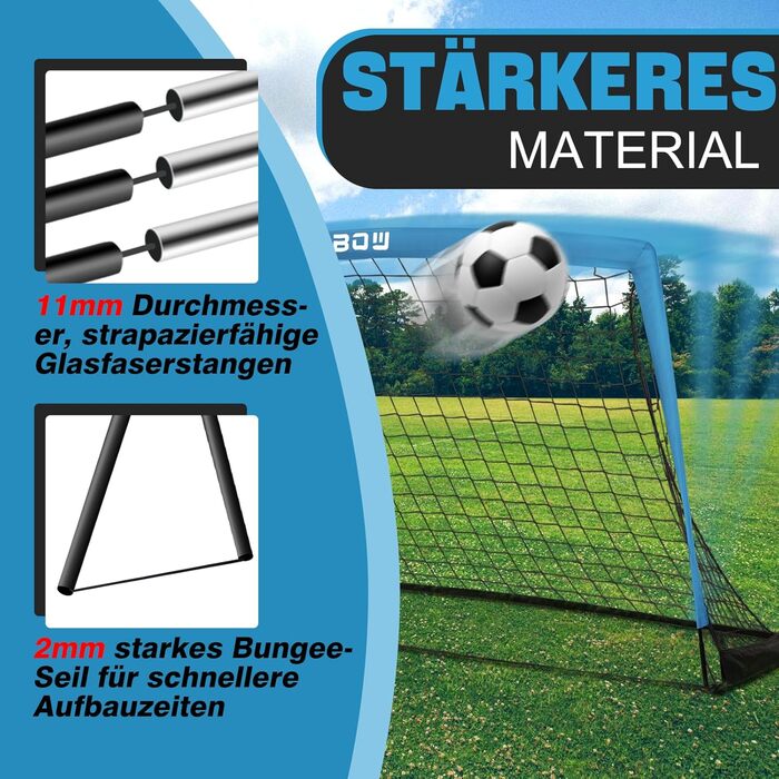 Портативні футбольні ворота RUNBOW для дітей, для гри на задньому дворі, для тренувань юніорів, з сумкою для перенесення, 2,7 x 1,5 м, сіро-блакитні (274 x 152 см), 2 шт.